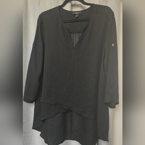 Alfani Black Layered Tunic Top